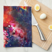 Whimsisches Abstrakt Goldfish Lila Orange Pink Geschirrtuch (Viertel Falte)