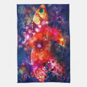 Whimsisches Abstrakt Goldfish Lila Orange Pink Geschirrtuch (Vertikal)