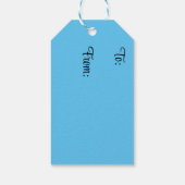 Whimsisches Abstraktes Eule Blaues grünes Blau Geschenkanhänger (Rückseite)