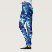 Whimsisches Abstraktes Eule Blaues grünes Blau Leggings (Links)