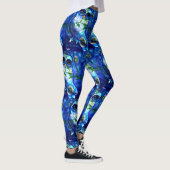 Whimsisches Abstraktes Eule Blaues grünes Blau Leggings (Rechts)