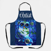 Whimsisches Abstraktes Eule Blaues grünes Blau Schürze (Vorderseite)