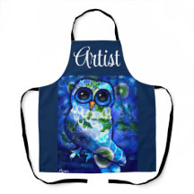 Whimsisches Abstraktes Eule Blaues grünes Blau