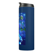 Whimsisches Abstraktes Eule Blaues grünes Blau Thermosbecher (Nach rechts gedreht)