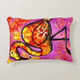 Whimsisches Abstraktes Flamingo Rosa Gelbblume Dekokissen