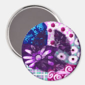 Whimsisches Abstraktes Friedenszeichen Blumenrosa  Magnet (Vorderseite/Rückseite)