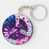 Whimsisches Abstraktes Friedenszeichen Blumenrosa  Schlüsselanhänger (Rückseite)