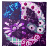 Whimsisches Abstraktes Friedenszeichen Lila Plakat Fliese (Vorderseite)