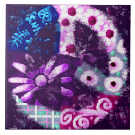 Whimsisches Abstraktes Friedenszeichen Lila Plakat Fliese