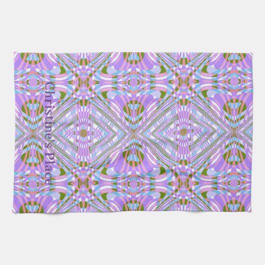 Whimsisches abstraktes geometrisches Diamantmuster Geschirrtuch (Horizontal)