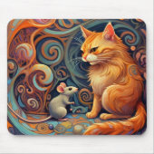 Whimsisches Abstraktes Katzen- und Mauspad (Vorne)