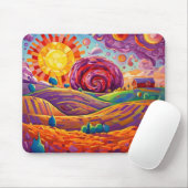 Whimsisches Abstraktes Landschaftsbild Mousepad (Mit Mouse)