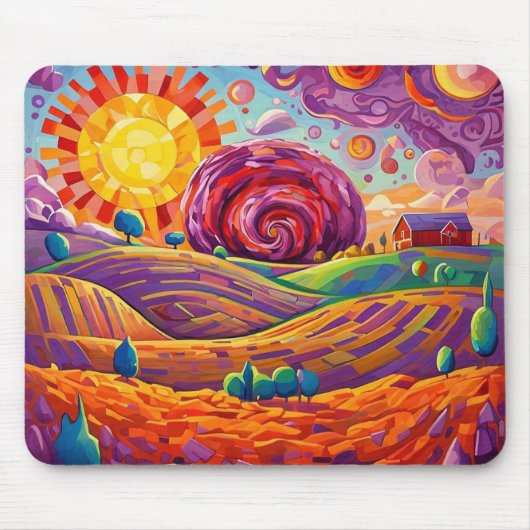Whimsisches Abstraktes Landschaftsbild Mousepad (Vorne)