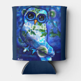 Whimsisches Abstraktes Owl Blue Floral Aquamarin B Dosenkühler