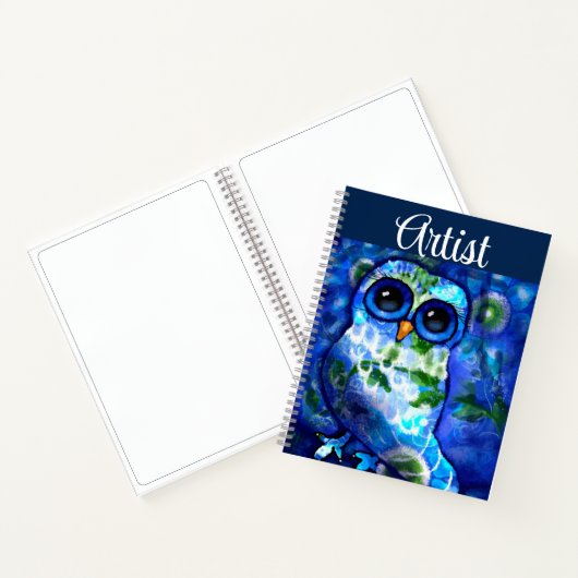 Whimsisches Abstraktes Owl Blue Floral Sketchbook Notizblock (Innenseite)