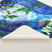 Whimsisches Abstraktes Owl Blue Green Personalisie Sherpadecke (3/4)