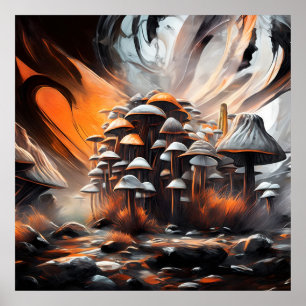 Whimsisches Abstraktes Pilzkunst Poster