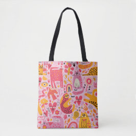 Whimsisches Abstraktes Tierkunstmuseum - farbenfro Tasche