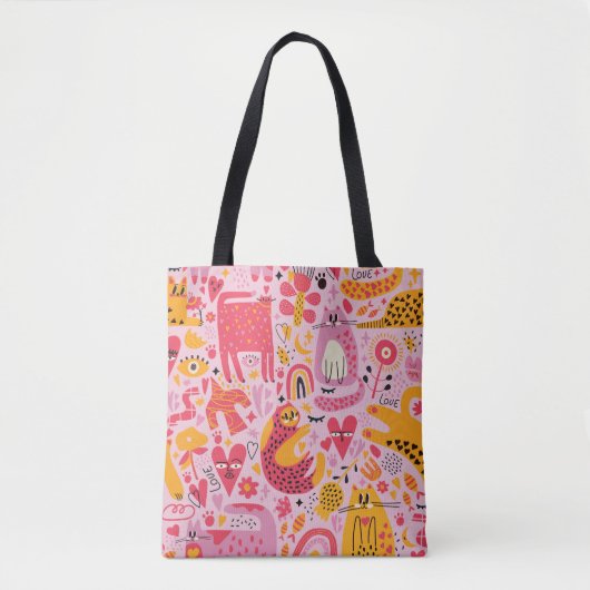 Whimsisches Abstraktes Tierkunstmuseum - farbenfro Tasche (Vorderseite)