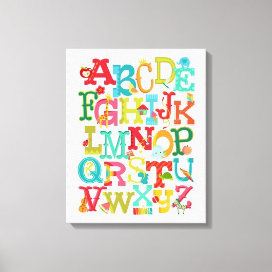 Whimsisches Alphabet für Kinder Gestricke Leinwand (Vorderseite)