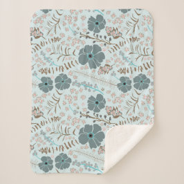 Whimsisches Aquamarin rosa Graue blühende Blume dr Sherpadecke