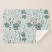 Whimsisches Aquamarin rosa Graue blühende Blume dr Sherpadecke (Vorderseite (Horizontal))