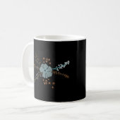 Whimsisches Aquamarin rosa, graues, blühendes Moti Kaffeetasse (Vorderseite Links)