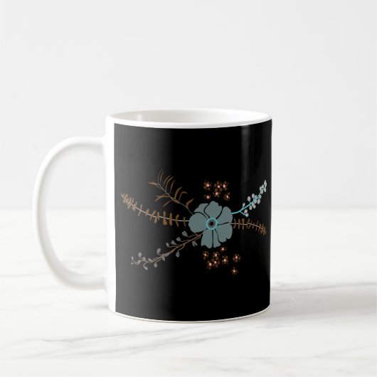 Whimsisches Aquamarin rosa, graues, blühendes Moti Kaffeetasse (Links)
