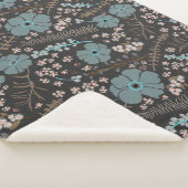 Whimsisches Aquamarin rosa Graues Muster für Blume Sherpadecke (3/4)