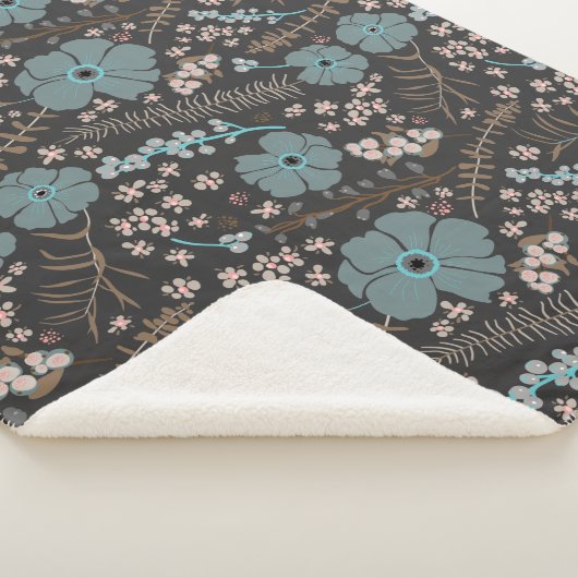 Whimsisches Aquamarin rosa Graues Muster für Blume Sherpadecke (3/4)