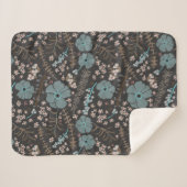 Whimsisches Aquamarin rosa Graues Muster für Blume Sherpadecke (Vorderseite (Horizontal))