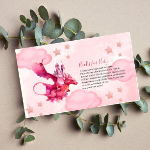 Whimsisches Aquarell Rosa Drachenbücher für Baby Begleitkarte