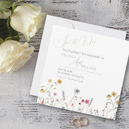 Whimsisches Aquarell-Wildblume Save The Date