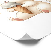 Whimsisches Aquarellkätzchen mit Eiscreme Poster (Ecke)