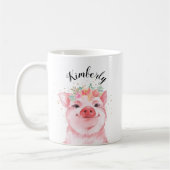 Whimsisches Aquarellschwein Kaffeetasse (Links)