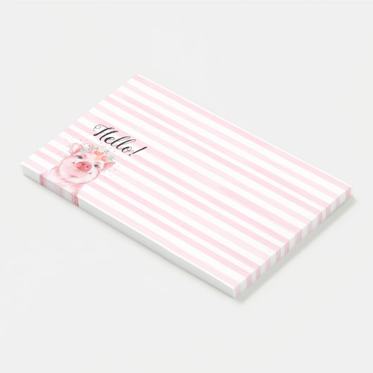 Whimsisches Aquarellschwein Post-it Klebezettel (angewinkelt)