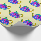 Whimsisches Aquarellteapot Geschenkpapier (Ecke)