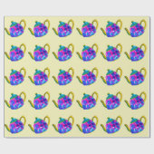 Whimsisches Aquarellteapot Geschenkpapier (Flach)