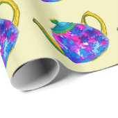 Whimsisches Aquarellteapot Geschenkpapier (Rolleneckpunkt)