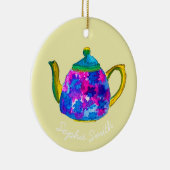 Whimsisches Aquarellteapot Keramik Ornament (Rechts)