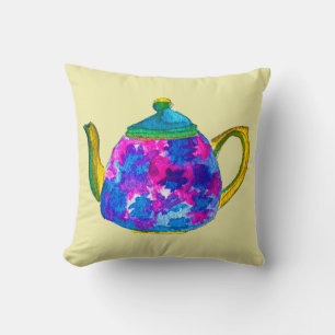 Whimsisches Aquarellteapot Kissen