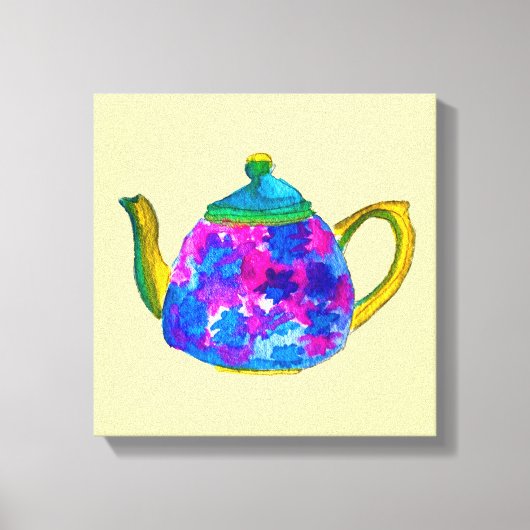 Whimsisches Aquarellteapot Leinwanddruck (Vorderseite)