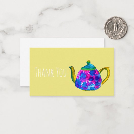 Whimsisches Aquarellteapot Mitteilungskarte (Vorderseite/Rückseite Beispiel)