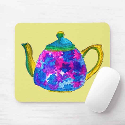 Whimsisches Aquarellteapot Mousepad (Mit Mouse)
