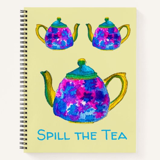 Whimsisches Aquarellteapot Notizblock (Vorderseite)