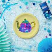 Whimsisches Aquarellteapot Pappteller (Party)