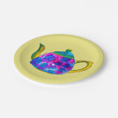 Whimsisches Aquarellteapot Pappteller (Schrägansicht)
