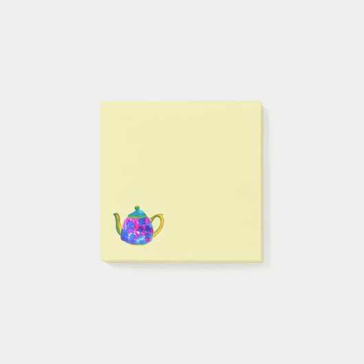 Whimsisches Aquarellteapot Post-it Klebezettel (Vorderseite)