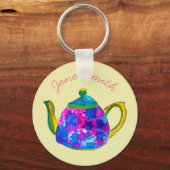 Whimsisches Aquarellteapot Schlüsselanhänger (Vorderseite)