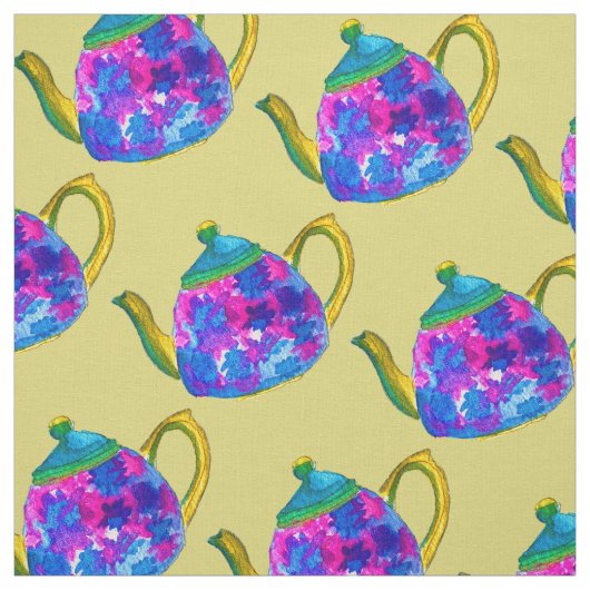 Whimsisches Aquarellteapot Stoff (Muster)